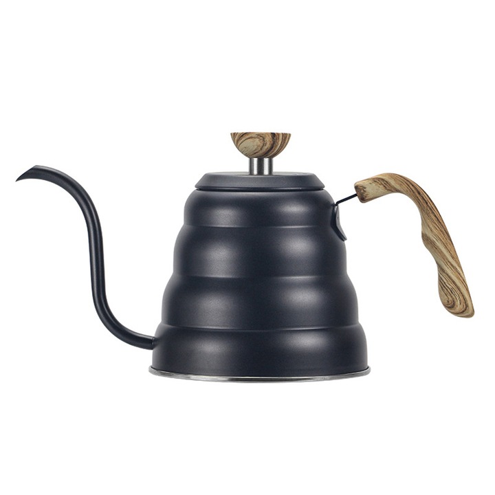 Rozsdamentes acél vízforraló, 1200 ml, kacsa nyakkal, fekete