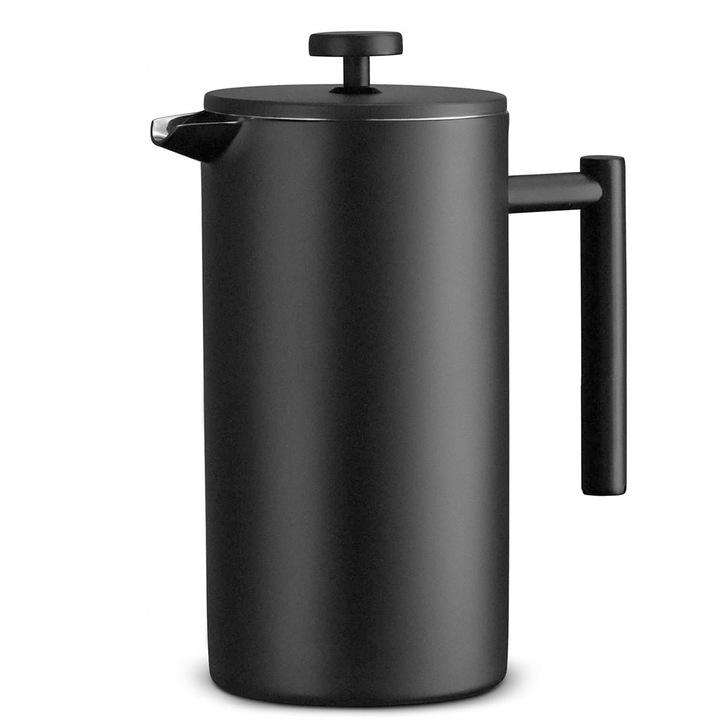 Френска преса за кафе, Cozevdnt, неръждаема стомана, 350 ml, черна