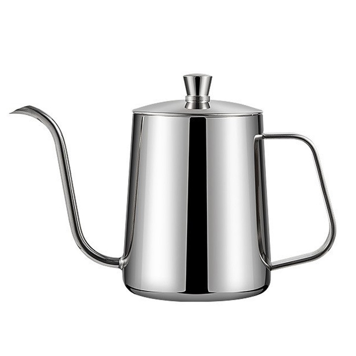 Fém kávéskanna 600ml, hullámos fogantyú, vékony kiöntő, rozsdamentes acél
