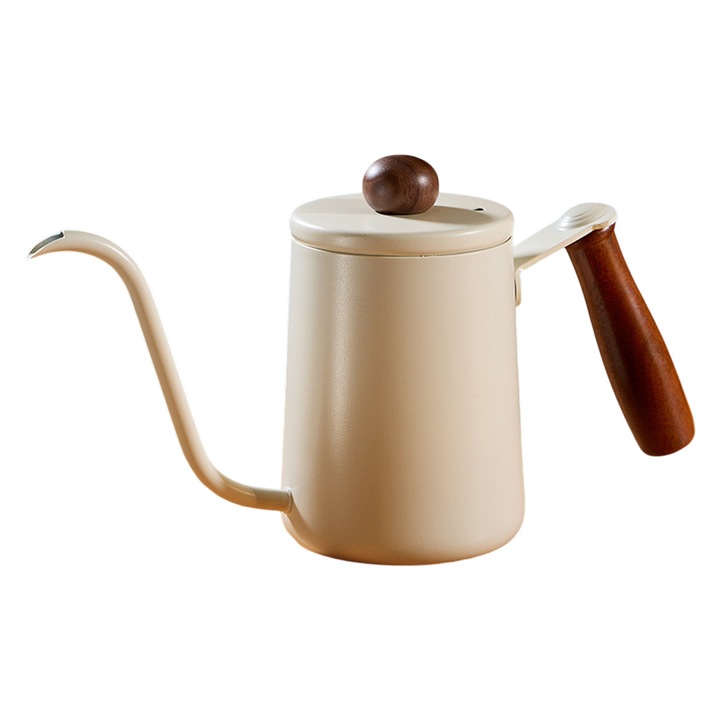 Rozsdamentes acél kávéfőző, 600 ml, fa fogantyúval