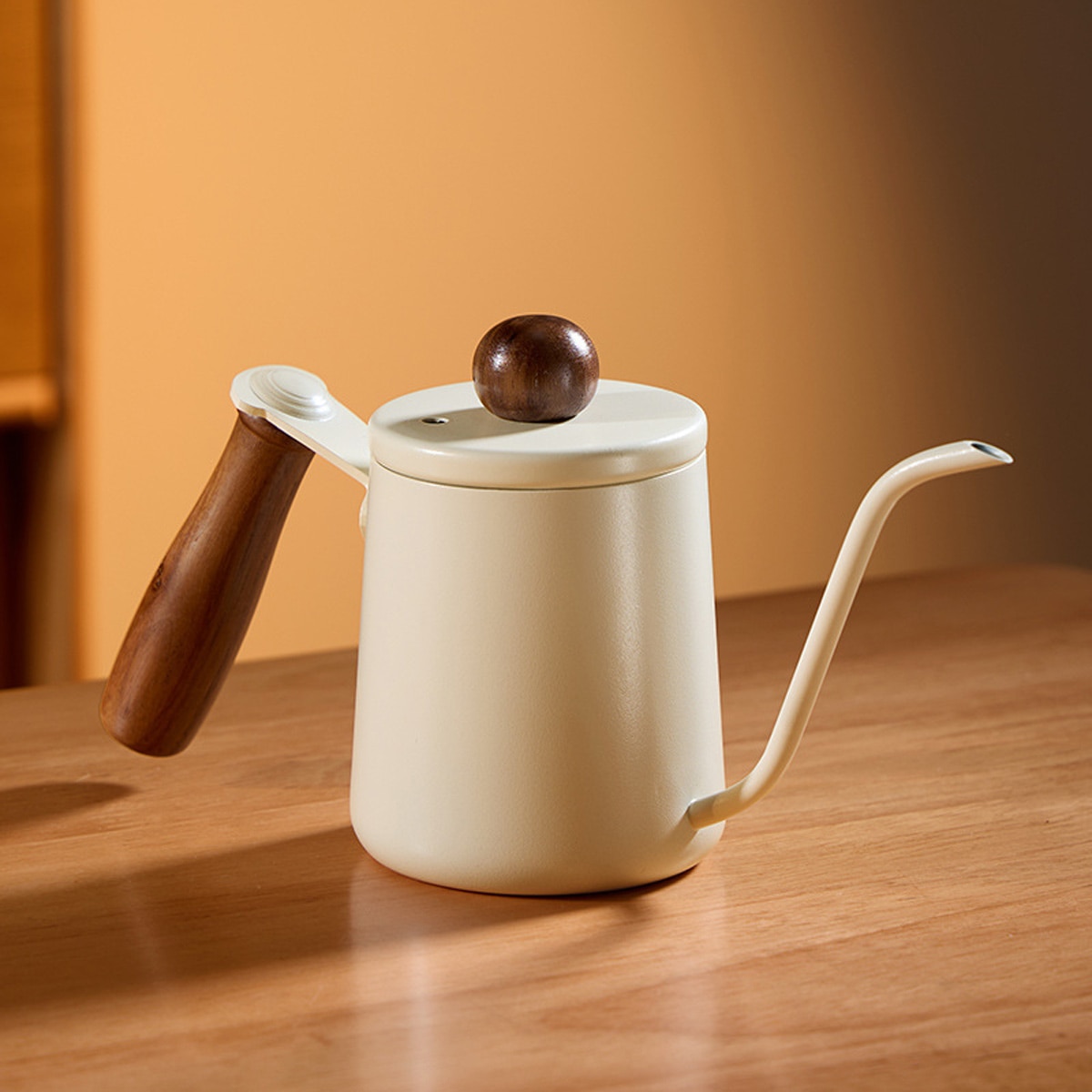 Cafetiera otel inoxidabil, maner lemn, 350ml, picurare precisa