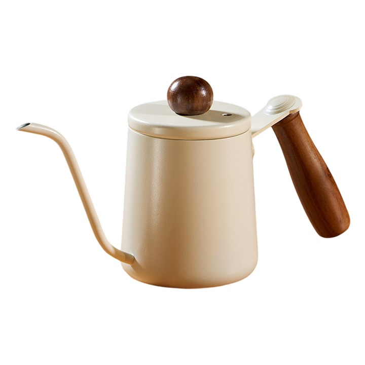 Cafetiera otel inoxidabil, maner lemn, 350ml, picurare precisa