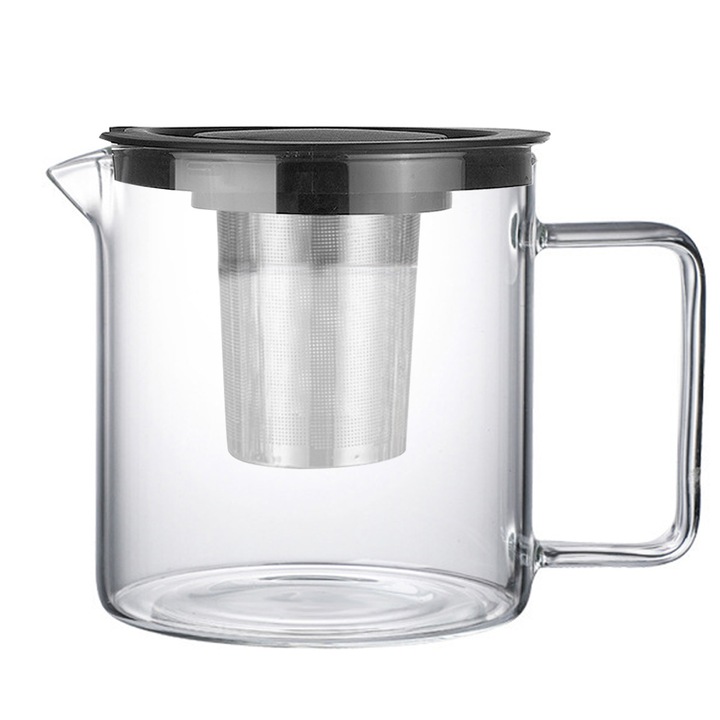Aparat de cafea Cold Brew, aparat de cafea cu ceai cu gheata, ulcior de sticla cu capac pentru frigider, maner confortabil