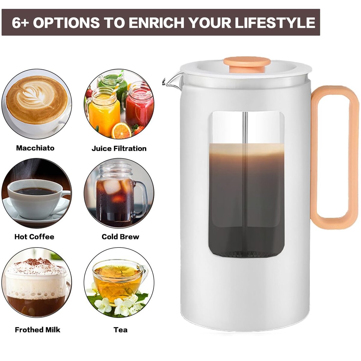 Cafetiera French Press, sticla borosilicata, capacitate 1100ml, filtru inox, rezistenta la temperaturi inalte