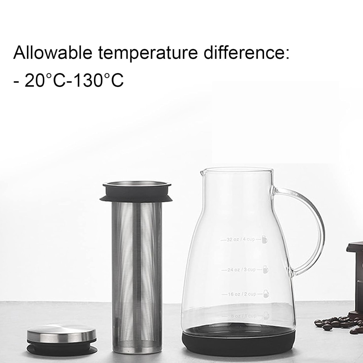 Aparat de cafea si ceai cu gheata, material sanatos din sticla borosilicata asigura un gust proaspat, aparat de bere multifunctional cu filtru cu plasa fina pentru prepararea de precizie, capacul ermetic mentine bauturile proaspete, 960 ml