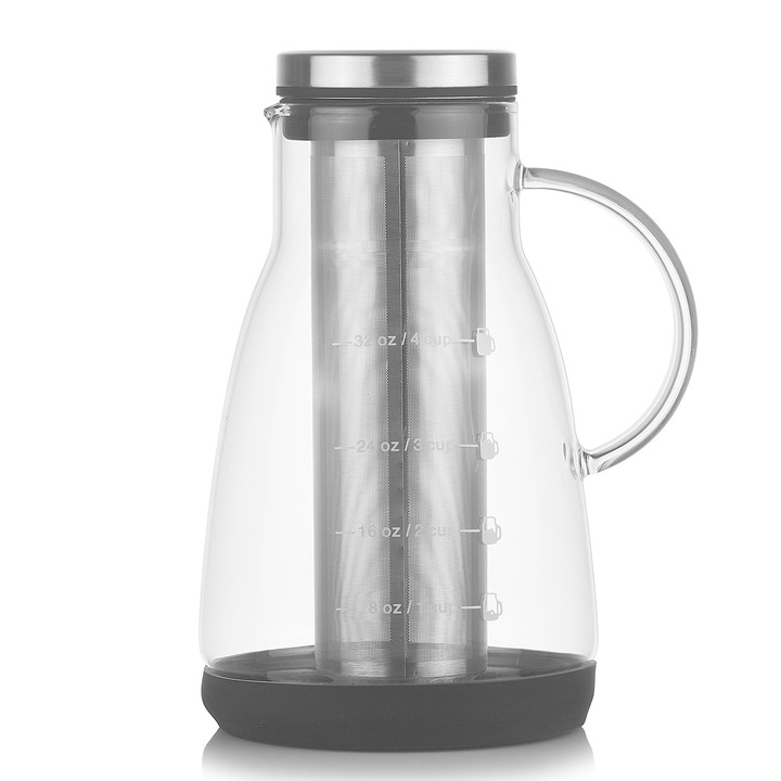 Aparat de cafea si ceai cu gheata, material sanatos din sticla borosilicata asigura un gust proaspat, aparat de bere multifunctional cu filtru cu plasa fina pentru prepararea de precizie, capacul ermetic mentine bauturile proaspete, 960 ml