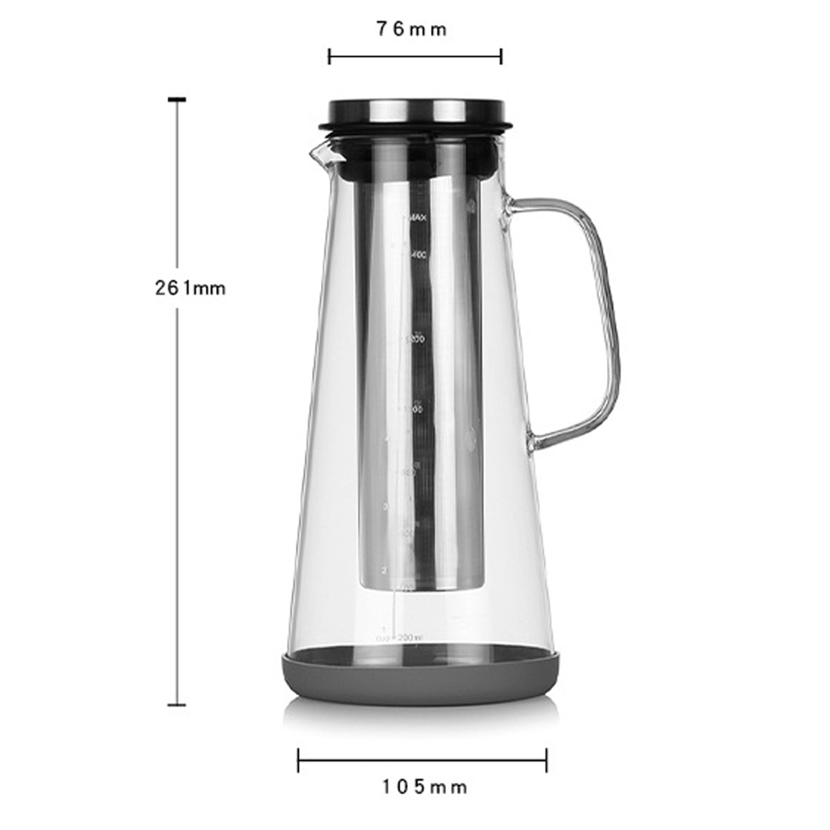 Cafetiera Cold Brew 1.5L sticla transparenta design V