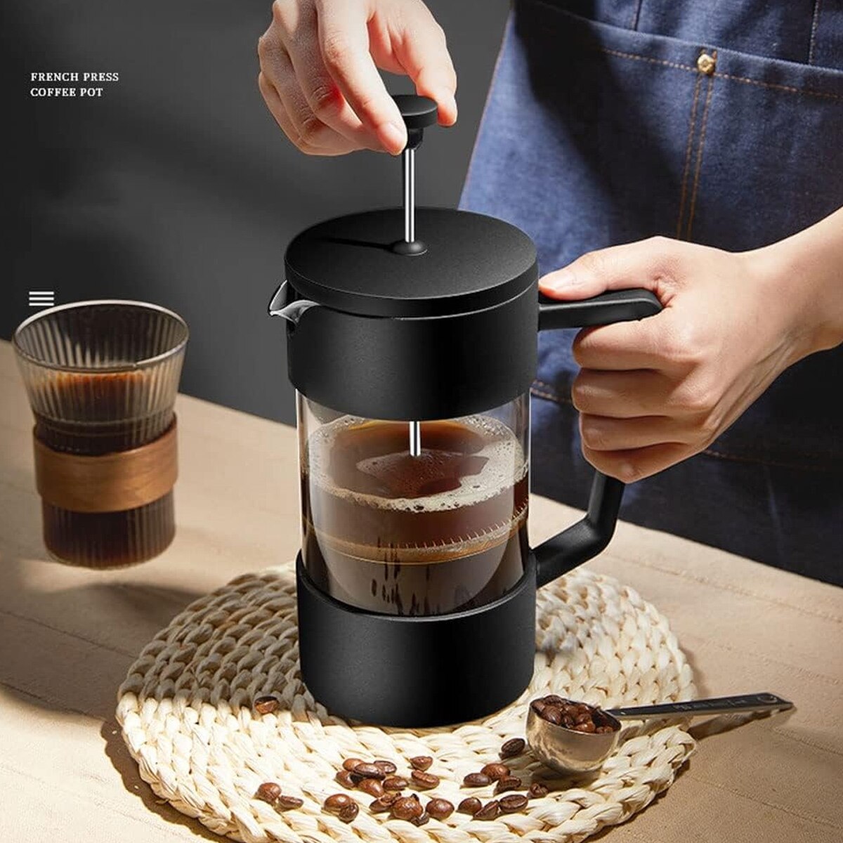 Cafetiera cu presa franceza, cafetiera rece si calda, potrivita pentru bucatarii, calatorii si birouri