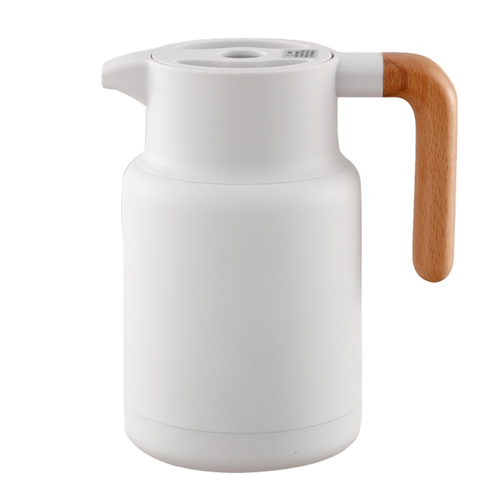 Oala termoizolatoare cu maner din lemn din otel inoxidabil Vacuum dublu de uz casnic, cafetiera portabila de birou