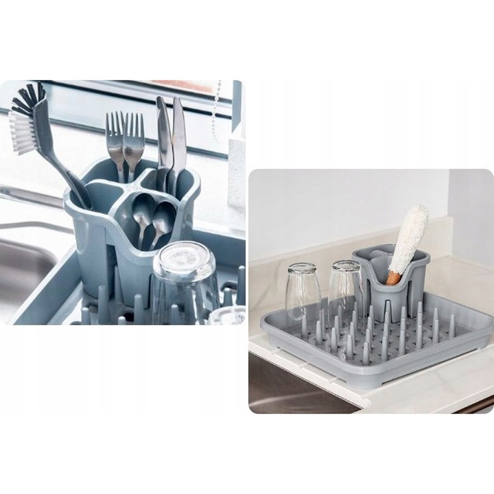 Suprt tacamuri, Addis, plastic, gri, 14.5x14x13cm, 4 compartimente