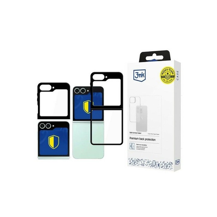 Калъф 3MK SatinArmor+, съвместим със Samsung Galaxy Z Flip 6, черен, военен клас