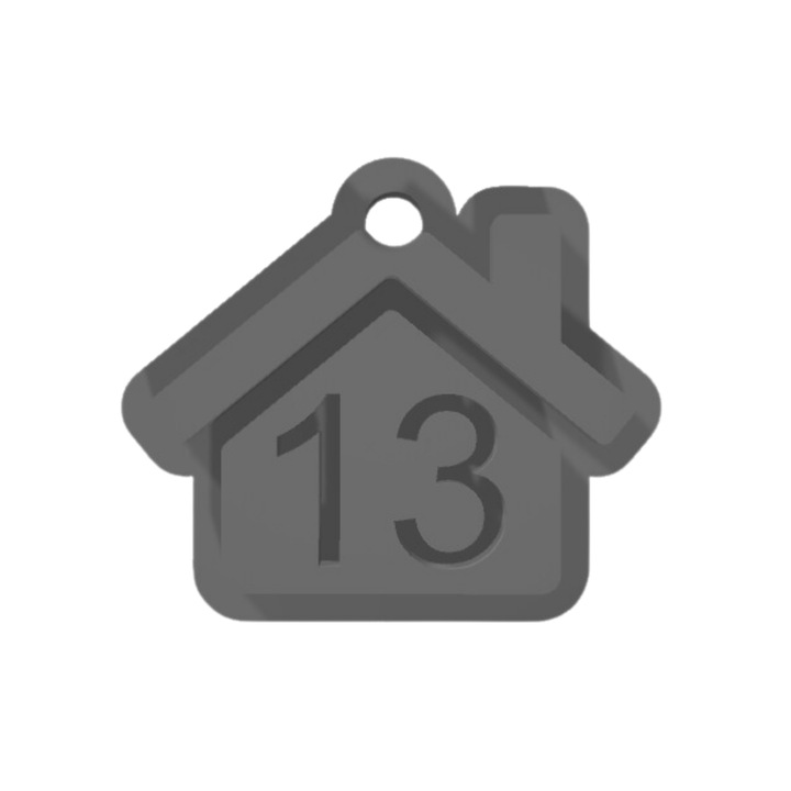 Breloc numarul, "13", pensiuni, hoteluri, 41 X 47 mm argintiu