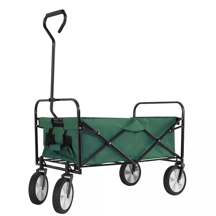 PROCART Összecsukható kerti kocsi, max. 80 kg, forgatható kerekekkel, 113x91 cm, súly 8, 5 kg, zöld színű