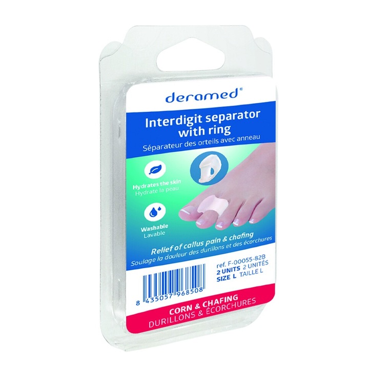Corector deget - Orteza separator Interdigital cu inel, amelioreaza durerea, Deramed - marimea L, 2 buc