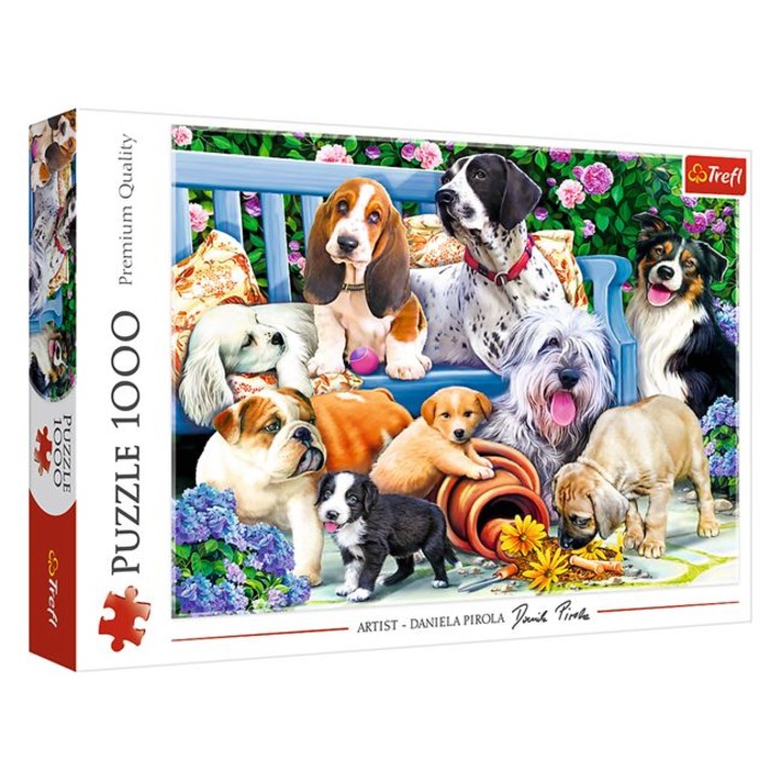 Puzzle, kutyák a padon, 1000 db
