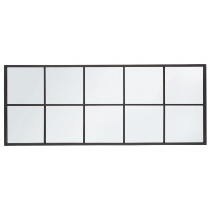 Fekete acél fali tükör Ablak 125x2,5x50 cm