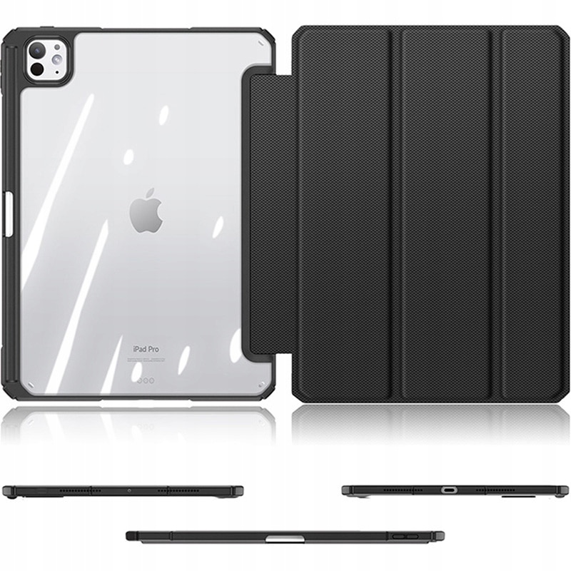 Husa Dux Ducis pentru iPad Pro 11" 2024, neagra, din piele ecologica si TPU, cu suport si compartiment pentru stylus