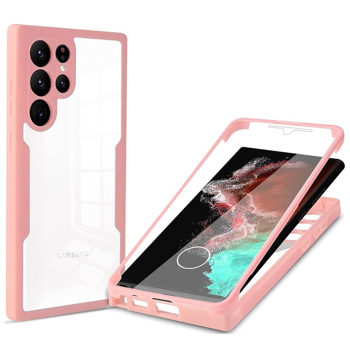 Калъф fixGuard ColorVerse 360 Series + Screen Protector за Samsung Galaxy S22 Ultra 5G - Pink