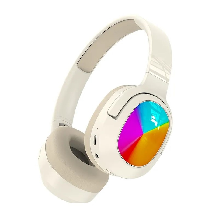 Casti Over the Ear, Sport& Gaming, VALA® Fashion Boutique P2962, Noise Reduction, Wireless, Bluetooth V5.3, Microfon, Alb