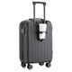 Troler cabina avion Quasar & Co.®, 55x35x22cm, bagaj de mana, troller cu fermoar antifurt, cifru, maner telescopic lung, geamantan cu 4 roti duble silentioase 360°, valiza ABS 2.8 mm, rezistent, port USB, suport de pahar, 10kg, Legend, Negru