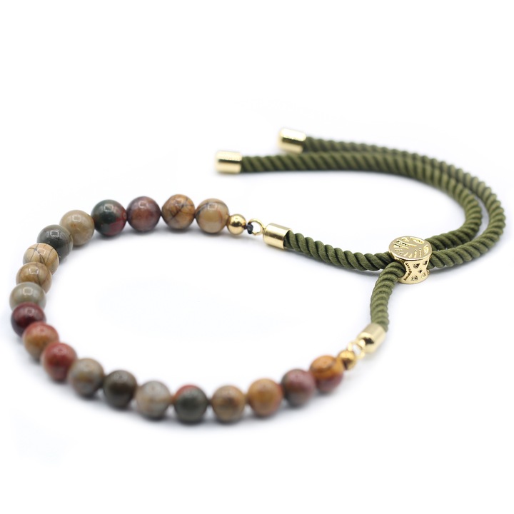 Bratara Placata cu Aur de 18K din Pietre - Jasper Picasso, AWM, Unisex