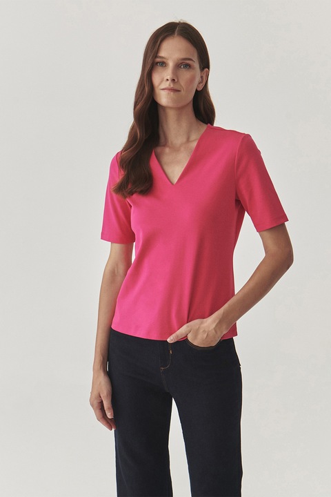 Tatuum, Bluza de bumbac cu maneci scurte si decolteu in V Victa, Fucsia