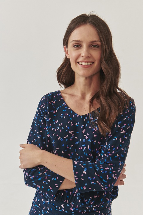 Tatuum, Rochie cu model si decolteu in V Rozomka, Roz deschis/Bleumarin