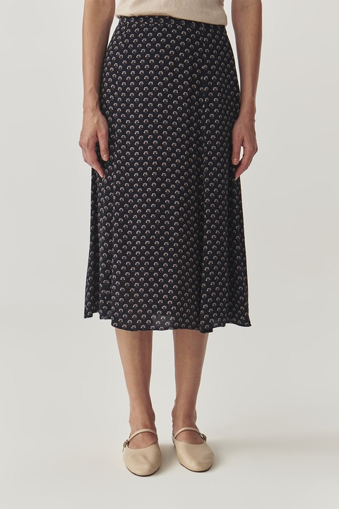 Tatuum, Fusta midi cu model, Negru/Bej deschis