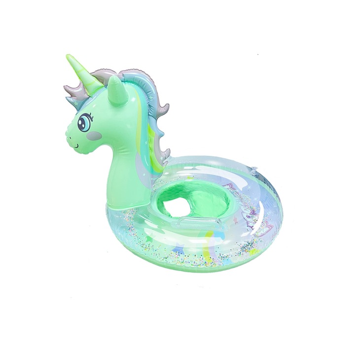 Пояс за бебета, с гащички, дръжки и блясък, Еднорог, включва помпа, Зелено-лилаво