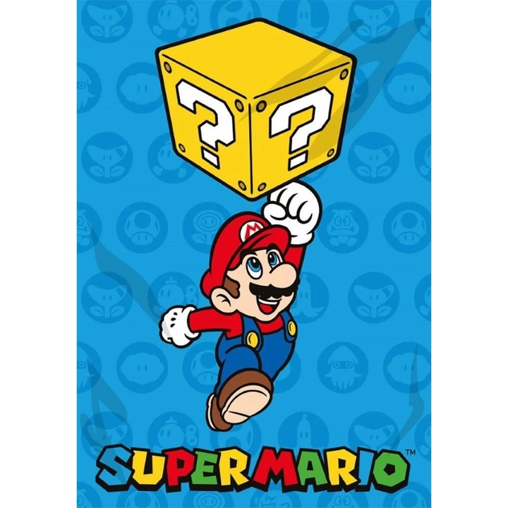 Patura polar, multicolor, 140x100 cm, Super Mario