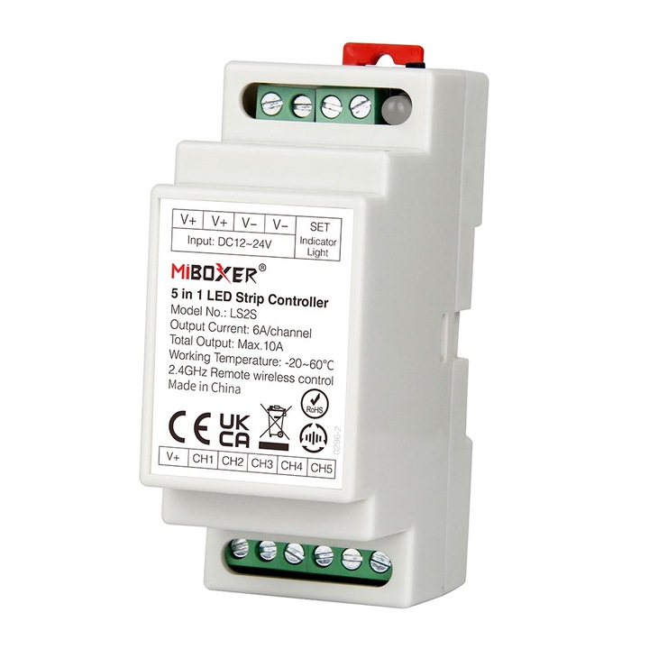 Mi-Light LS2S MiBoxer 5 in 1 controler de zona pentru banda LED pentru sina DIN DIM+WW+CW/RGB/RGBW/RGB+CCT