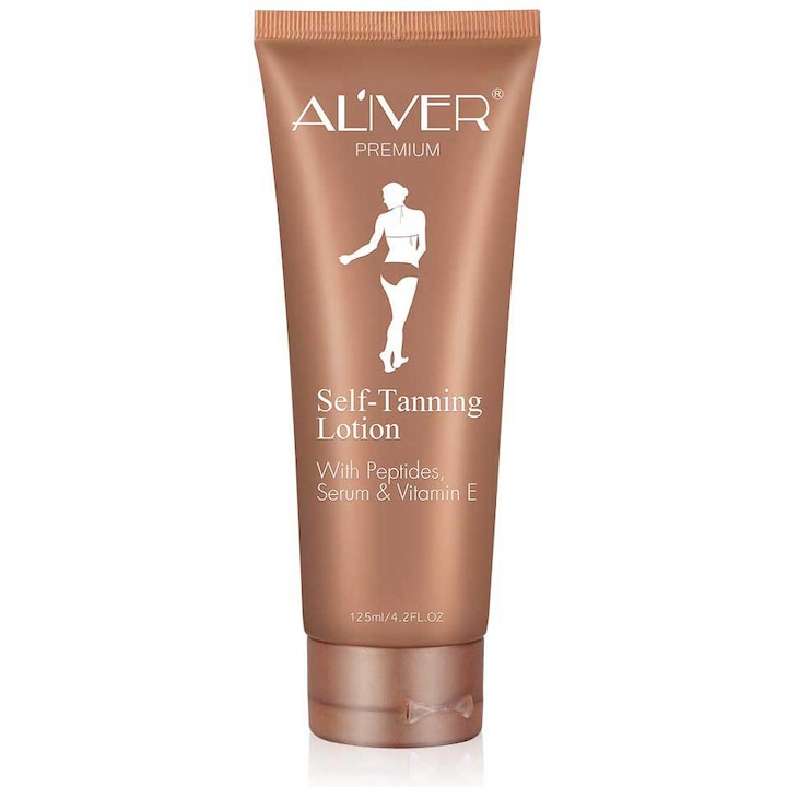 Prémium önbarnító lotion peptidekkel, szérummal és E-vitaminnal, fokozatos bronz, természetes megjelenés, Aliver, 125 ml