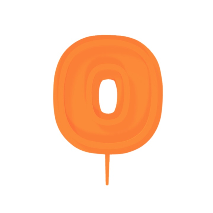 Gyertyatartó tortafedő, "0", születésnap, 100 X 73 mm narancs