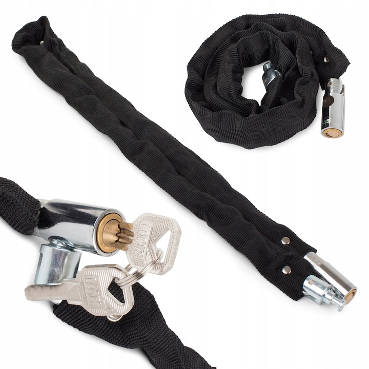 Lacat antifurt pentru bicicleta, motocicleta, trotineta electrica, scuter CLASStitude, universal, ideal pentru securizare accesorii diverse, lungime 100 cm, 2 chei, dificil de taiat, material cupru, Negru