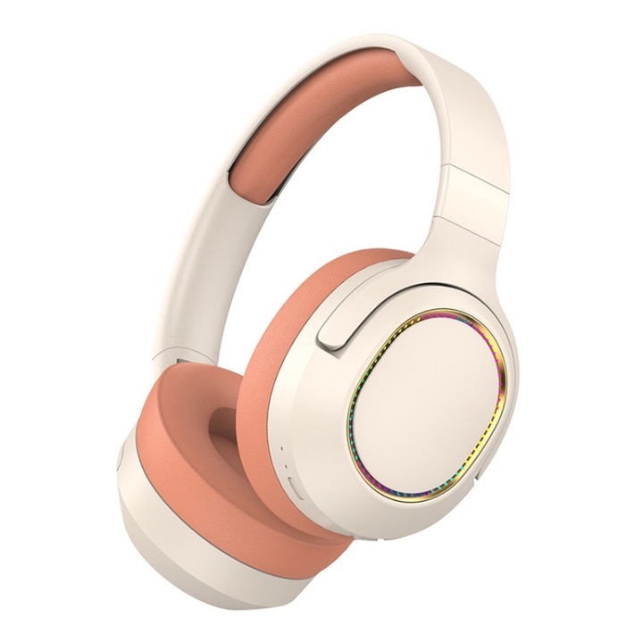Casti Over-Ear, SOYTO P2963, Reducere zgomot, Wireless Bluetooth, Compatibile cu jocuri, Conectivitate la telefonul mobil, Roz