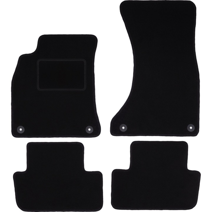 Set Covorase Auto Pentru Audi A4 B8 Sedan, Kombi, Avant, Allroad (2007-2015) Negru, Velur, Cu Prinderi – Perfect Adaptat
