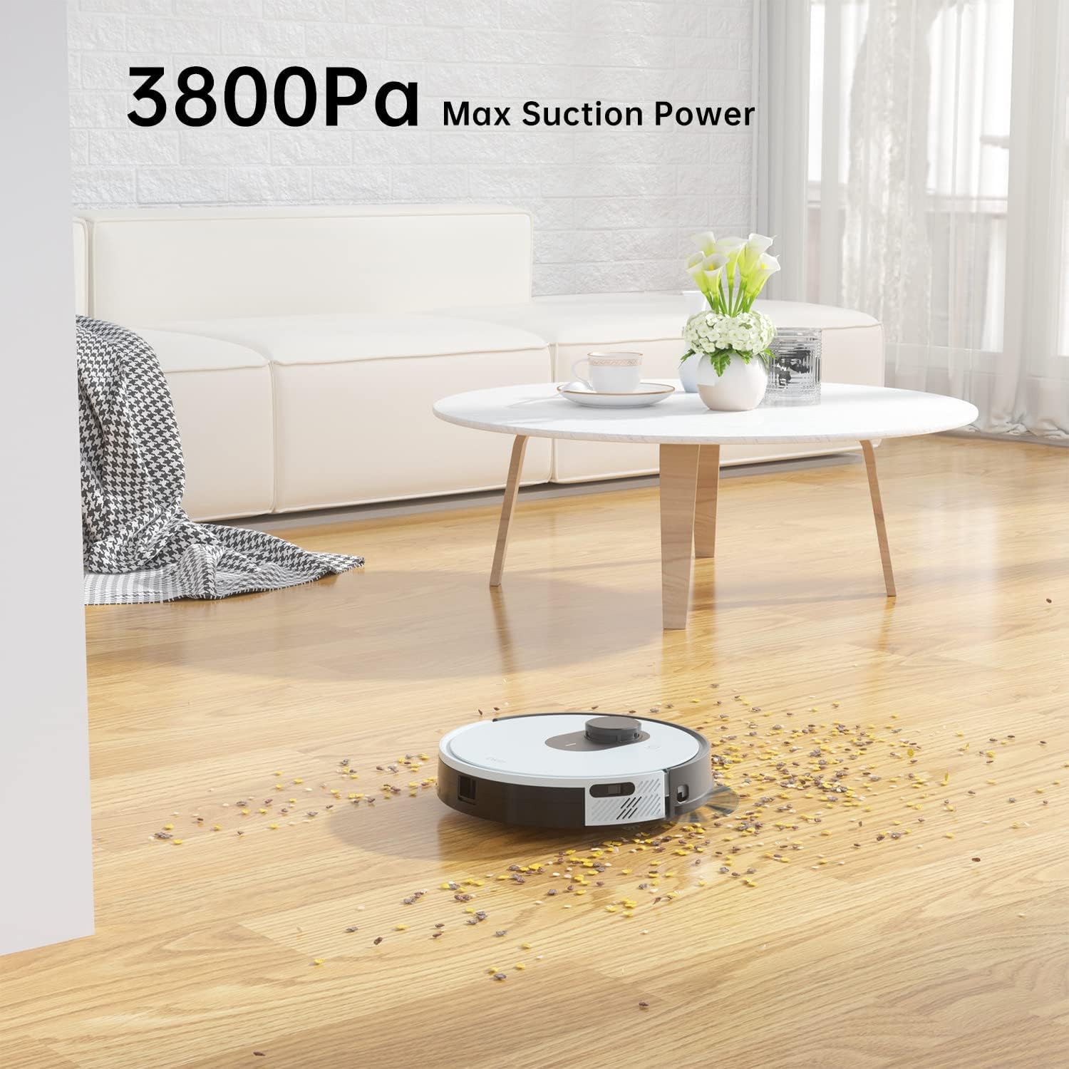 Aspirator robot OKP L1, navigare LiDAR, 3800Pa, control prin aplicatie, alb negru