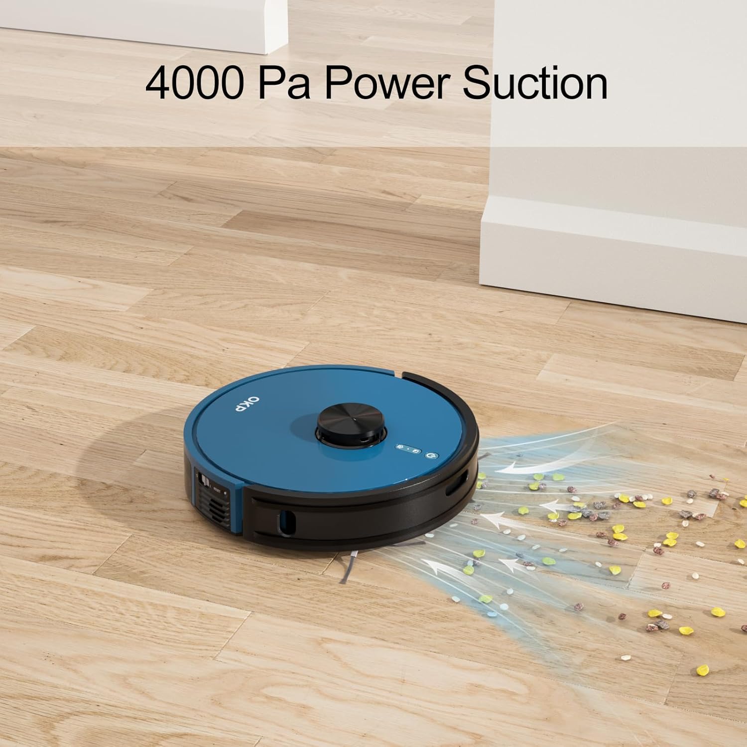 Aspirator robot OKP OKP-L1, subtire, auto-incarcare, recipient vizibil, compatibil Alexa, pentru parchet si par de animale, 600ml