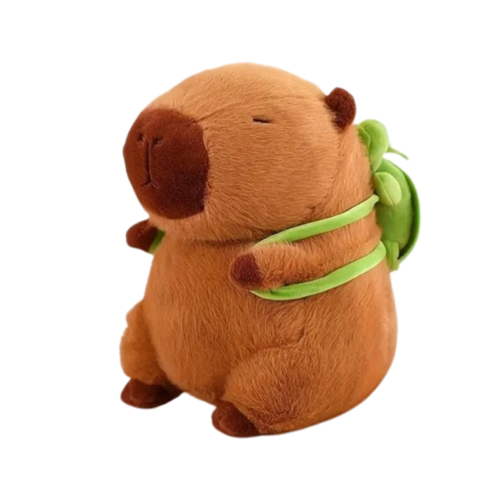 Капибара плюш с жаба VICTINY кафяво / зелено 35см