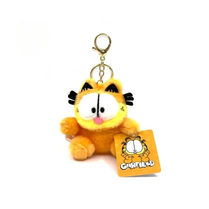 Jucarie de plus, Garfield, tip breloc, galben/alb, 12 cm