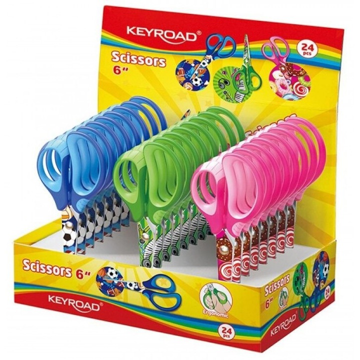Set foarfece scolare Keyroad Tatto Soft, multicolor, 15cm, 24 buc, cutie