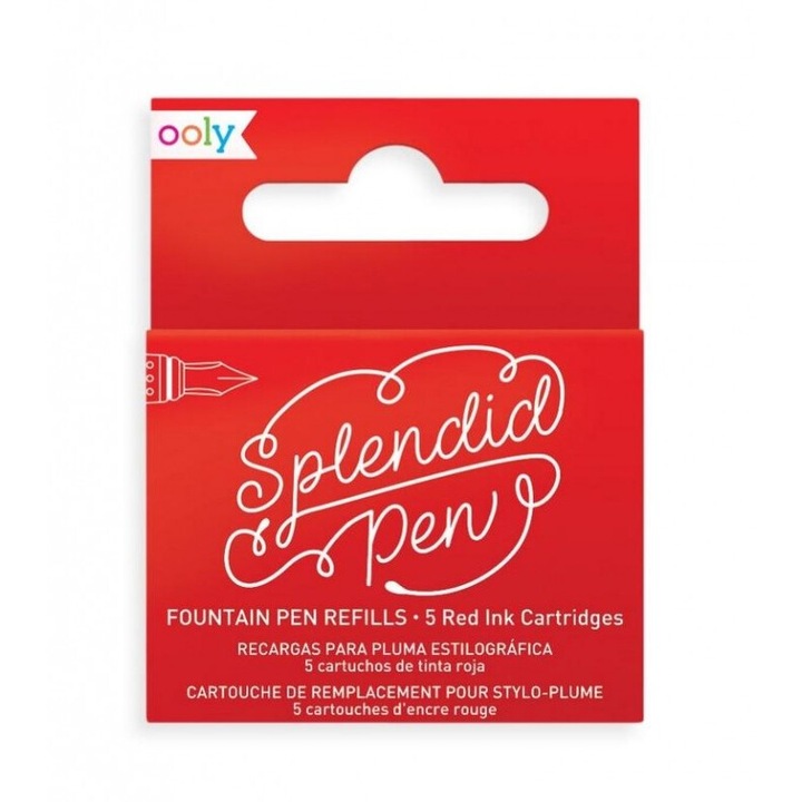 Rezerve pentru stilou Splendid, Kolorowe Baloniki, set 5 bucati, rosu