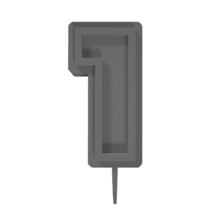 Свещник за торта, "1", рожден ден, 100 X 41 mm сребро