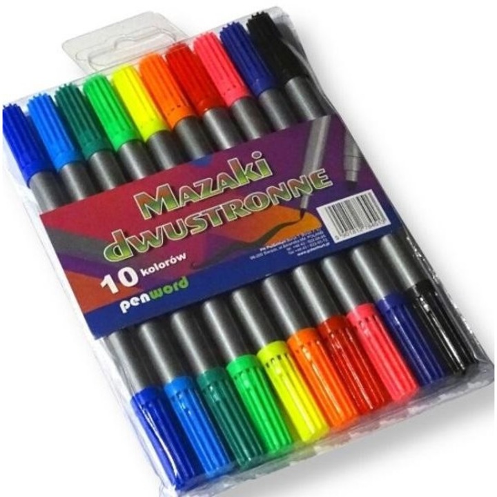 Комплект от 10 двойни маркера, Penword, Multicolor
