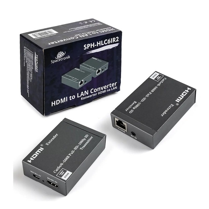 Конвертор, Spacetronik, HDMI към LAN Luka SPH-HLC6IR2, 6 IR, 2 m