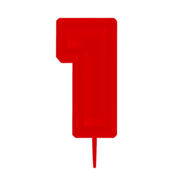 Gyertyatartó tortafedő, "1", születésnapi, 100 X 41 mm piros