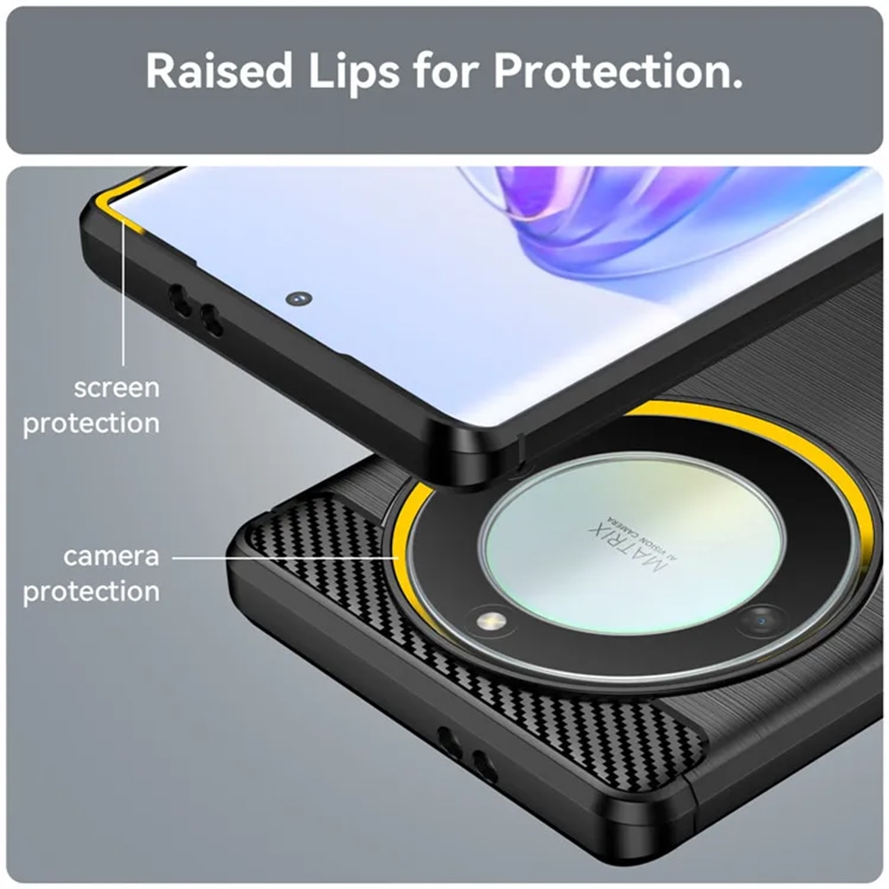 Husa protectie Mat-Tech compatibila cu Honor Magic6 Lite, Textura Carbon, Finisaj Mat, Anti-Shock, Anti-Fingerprint, Rezistenta la impact, Negru