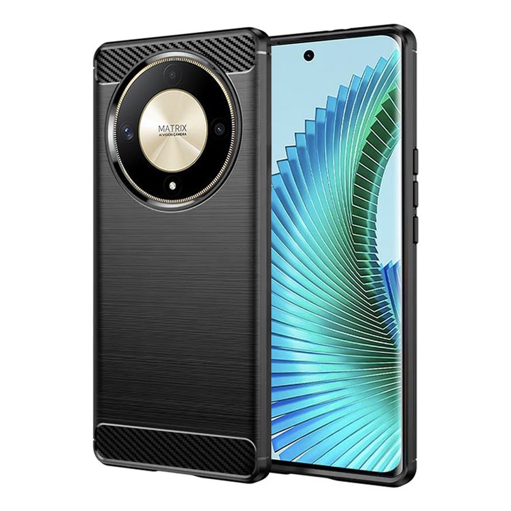 Husa protectie Mat-Tech compatibila cu Honor Magic6 Lite, Textura Carbon, Finisaj Mat, Anti-Shock, Anti-Fingerprint, Rezistenta la impact, Negru