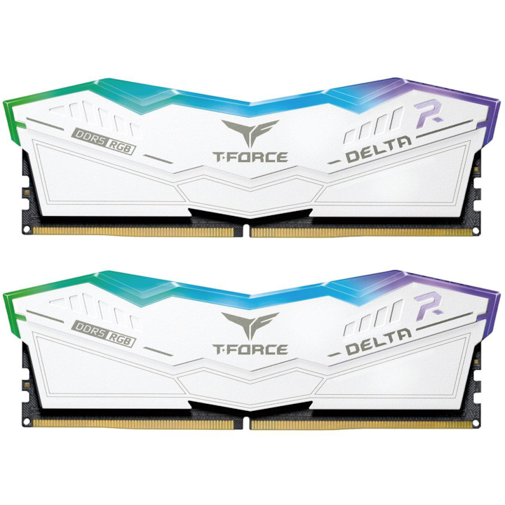 Оперативна памет TeamGroup 32GB / 7600 T-Force Delta RGB Бял DDR5 RAM КОМПЛЕКТ (2x16GB) (FF4D532G7600HC36DDC01)