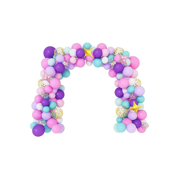 Комплект за аранжиране на арка от балони, за рожден ден, кръщене, събитие, 138 части, многоцветен